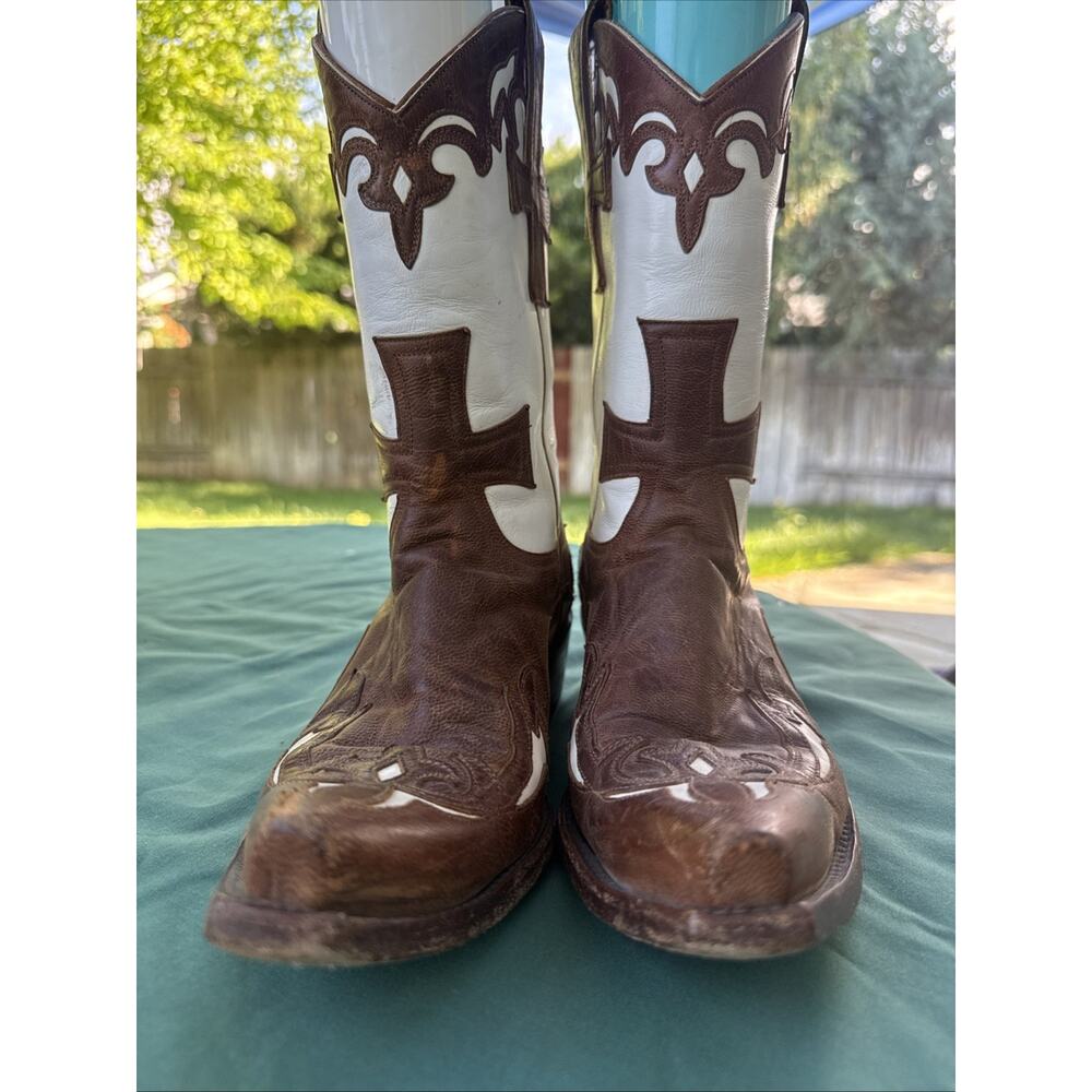Old Gringo Brown White Leather Cowboy Boots Women’s 7.5B Handmade Western - Picture 2 of 13